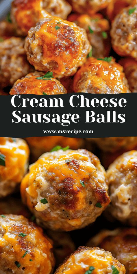 Make your next party memorable with these cream cheese sausage balls. A savory bite with creamy cheese and sausage in every piece! Cheese Sausage Balls, Cream Cheese Sausage, Cream Cheese Sausage Balls, Sausage Balls Recipe, Easy To Make Appetizers, Classic Appetizers, Hot Sausage, Sausage Balls, Cheese Sausage