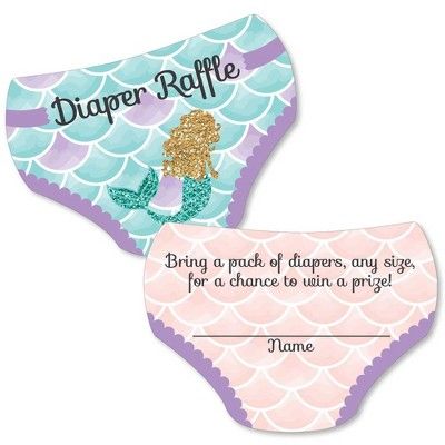 Big Dot Of Happiness Let's Be Mermaids - Diaper Shaped Raffle Ticket Inserts - Baby Shower Activities - Diaper Raffle Game - Set Of 24 : Target Mermaid Baby Shower Decorations, Mermaid Baby Shower Theme, Shower Activities, Mermaid Party Supplies, Mermaid Baby, Mermaid Baby Showers, Raffle Ticket, Fun Baby Shower Games, Baby Shower Diaper Raffle