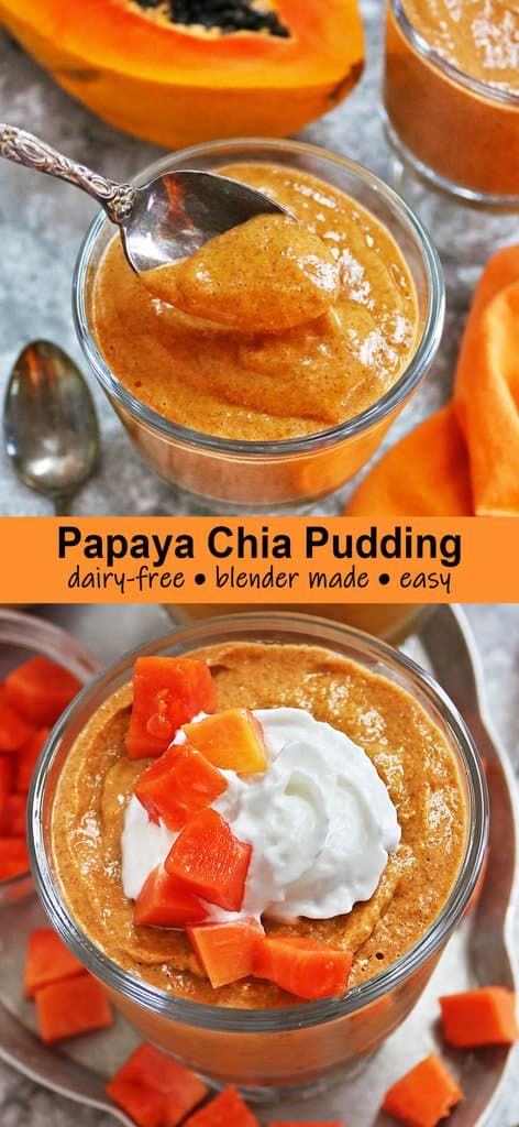 Papaya Chia Seed Pudding, Papaya And Chia Seeds, Vegan Papaya Recipes, Chia Fruit Pudding, Papaya Chia Pudding, Papaya Seeds Recipe, Chia Seed Pudding Blended, Papaya Seeds How To Eat, Papaya Seeds For Parasites