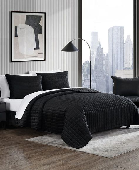 Vera Wang Diamond Velvet 3 Piece Quilt Set, Queen - Macy's Twin Size Comforter, Queen Size Comforter Sets, Grey Comforter Sets, Velvet Comforter, Black Bed, King Quilt Sets, Queen Size Comforter, Twin Comforter Sets, Quilt Comforter