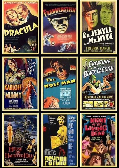 Horror movie posters Vintage Monster Movie Posters, Universal Monsters Wallpaper, Old Scary Movies, Old Horror Movie Posters, Classic Horror Movies Posters, Movies Wallpaper, Ronald Colman, Horror Vintage, Paint Inspo