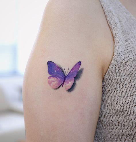 Yellow Butterfly Tattoo, Jewerly Tattoo, Watercolor Butterfly Tattoo, Purple Butterfly Tattoo, Rose And Butterfly Tattoo, Blue Butterfly Tattoo, Watercolor Rose Tattoos, Tattoo Design For Hand, Purple Tattoos