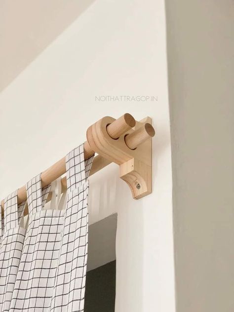 Wooden Curtain Rods, Wood Curtain Rods, Furniture Design Wooden, Diy Wooden Projects, Cat Furniture Diy, House Design Kitchen, घर की सजावट, Bedroom Furniture Design, Home Curtains