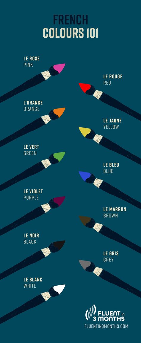 Colours In French, Colors In French, French Colours, French Learning Books, French Language Basics, Learn French Fast, Basic French, Verbs List, French For Beginners