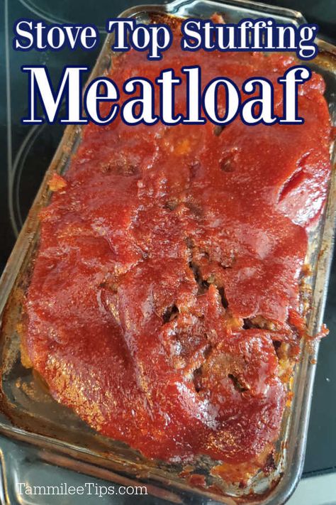 Easy Stove Top Meatloaf Recipe is the perfect comfort food family dinner main dish! You only need a few pantry basics including ground beef, stove top stuffing, and eggs to make the meatloaf. This meatloaf is covered in a great ketchup meatloaf glaze also made with pantry basics. A great easy dinner recipe you can prepare in minutes. Food Family Dinner, Ketchup Meatloaf, Meatloaf With Bbq Sauce, Meatloaf Recipe Video, Stove Top Meatloaf, Stuffing Meatloaf, Stove Top Stuffing Meatloaf, Pantry Basics, Meatloaf Glaze