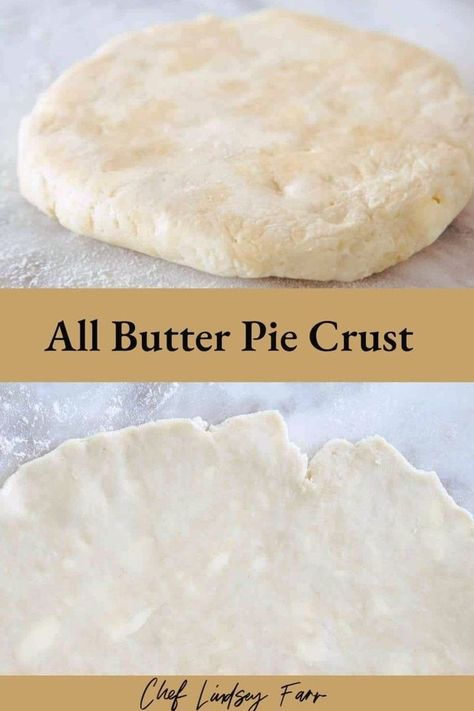 Butter Pie Crust Recipe, Flakey Pie Crust, Butter Pie Crust, Homemade Pie Recipes, Making Pie Crust, All Butter Pie Crust, Dessert Pie Recipes, Dessert Pie, Pie Crust Recipe