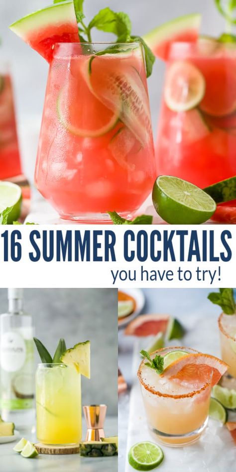 These refreshing Summer Cocktails are here to help you relax and recharge when the weather gets hot. Whether you're by the pool or enjoying a laid-back happy hour, these boozy beverages are bound to hit the spot! #summercocktails #cocktailrecipes #summerdrinks #cocktails #cocktailideas Pool Cocktails, Easy Mixed Drinks, Pool Drinks, Best Summer Cocktails, Watermelon Cocktail, Grapefruit Cocktail, Batch Cocktails, Summer Drinks Alcohol, Beach Cocktails