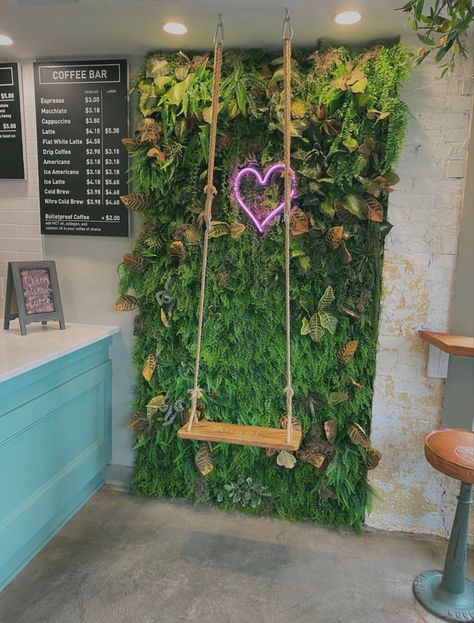 Resurrection Garden, Succulent Landscape, Small Restaurant Design, Selfie Wall, Bubble Tea Shop, Coffee Shop Interior Design, Spring Lookbook, Small Restaurant, Cafe Shop Design