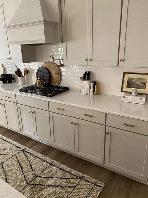 50 Small Kitchen Storage Ideas You'll Wish You Knew Sooner Kitchen Cabinets Beige, Neutral Kitchen Cabinets, Taupe Kitchen Cabinets, Beige Kitchen Cabinets, Taupe Kitchen, Beige Cabinets, Off White Kitchens, Galley Style Kitchen, Black Countertops