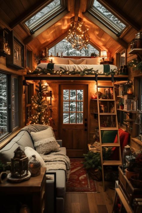 Cozy Cabin Exterior, Cabin House Aesthetic, Cabin Aesthetic Interiors, Winter Cabin Interior, Log Cabin Christmas, Christmas Aesthetics, Cabin Aesthetic, Cosy Interior, Christmas Room Decor