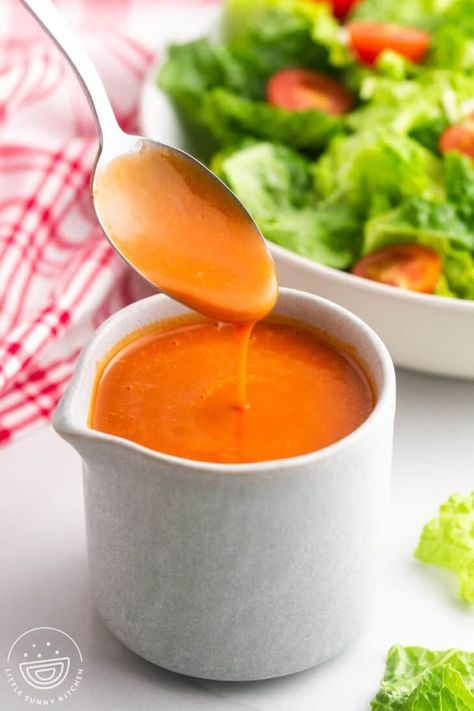 Easy Homemade Catalina Dressing Recipe - Little Sunny Kitchen Homemade Catalina Dressing, Catalina Dressing Recipes, Dorito Taco Salad Recipe, Catalina Salad Dressing, Catalina Dressing, Olive Garden Salad Dressing, Little Sunny Kitchen, Gluten Free Brands, Sunny Kitchen