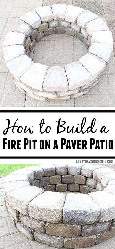 Firepits On Concrete Patio, Diy Fire Pit On Patio, Building A Fire Pit With Pavers, Fire Pit On Patio Ideas, Fire Pit On Pavers, Outdoor Pavers Ideas, Fire Pit On Patio, Paver Patio Ideas On A Budget, Backyard Paver Ideas