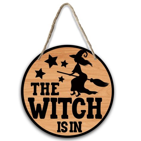 PRICES MAY VARY. Wooden Material: happy Halloween door sign is made of quality natural wood, which is solid and reusable, you can hang it on your doors for a long time, no need to worry about the strong lanyard breaking, generous design to add your home unique charm. Proper Size & Convenient Usage: The size of the Halloween door sign is about 8"x8". Each wooden sign will be equipped with a rope, and it is pre-punched with 2 holes, which can be hung directly for use. Cater to Halloween theme: Thi Garden Hallway, Front Door Halloween, Porch Halloween, Entryway Porch, Wall Decor Artwork, Round Wood Sign, Hallway Entryway, Sign Wall Decor, Hanging Wreath