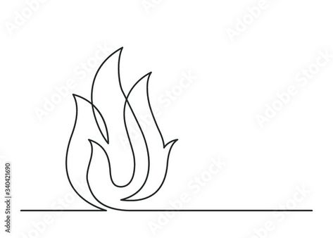 Fire One Line Drawing, Flame Line Drawing, Flame Line Art, Fire Line Art, Drawing Of Fire, Continuous Line Tattoo, Fire Drawing, Fire Helmet, Fire Tattoo