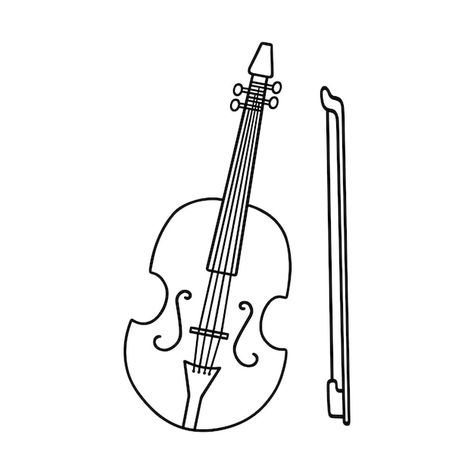 Doodle de violín dibujado a mano instrum... | Premium Vector #Freepik #vector #violonchelo #instrumentos #equipo-sonido #dibujo-lineas Violin, Premium Vector, Musical