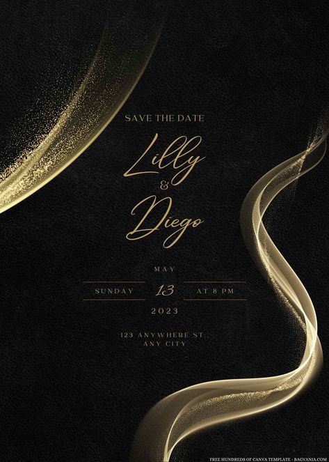 Cool Invitation Design, Prom Invitations Templates, Canva Birthday Invitation Ideas, Golden Invitation Template, Invitation Card Design Event, Gold Invitations Birthday, Invitation Card Design Birthday, Invite Card Design, Invitation Card Design Templates