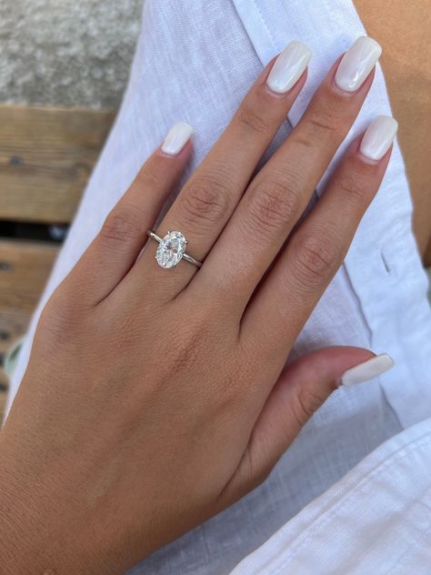 Oval Engagement Ring Silver, Simple Engagement Rings Oval, Engagement Ring Low Profile, Oval Shape Ring, Oval Solitaire Engagement Ring, Moissanite Engagement Ring Solitaire, Oval Moissanite, Handmade Fine Jewelry, Lab Grown Diamonds Engagement