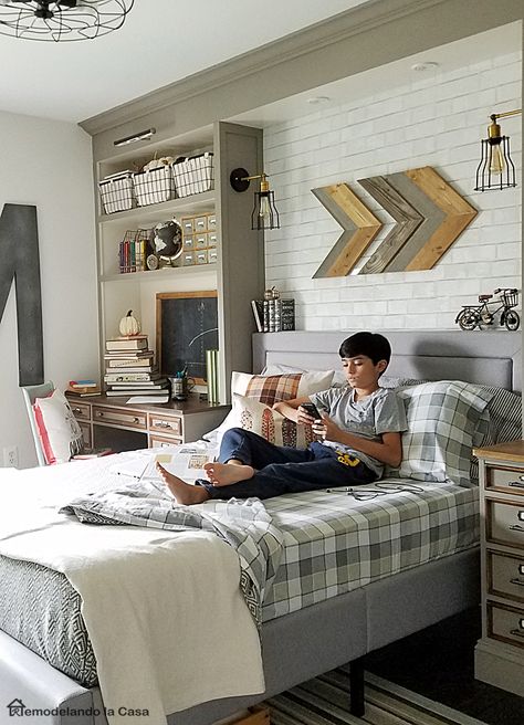 DIY - Industrial Teen Boy Bedroom - Fall Decor Design Ložnic, Teenager Bedroom Boy, Teenage Boy Room, Boys Room Design, Teen Boy Room, Boy Bedroom Design, Teen Boy Bedroom, Fall Bedroom