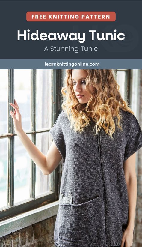 Knit Tunic Pattern, Tunic Pattern Free, Tunic Knitting Patterns, Learn Knitting, Winter Knitting Patterns, Fall Knitting Patterns, Simple Tunic, Ladies Knitting Patterns, Summer Knitting Patterns