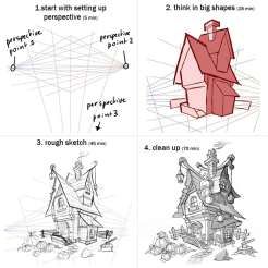 Buildings Reference Drawing, Building References Drawing, Cute Buildings Drawing, Building Drawing Reference, Building Art Drawing, Background Drawing Tutorial, Concept Art Building, Environmental Drawing, Background Drawing Reference