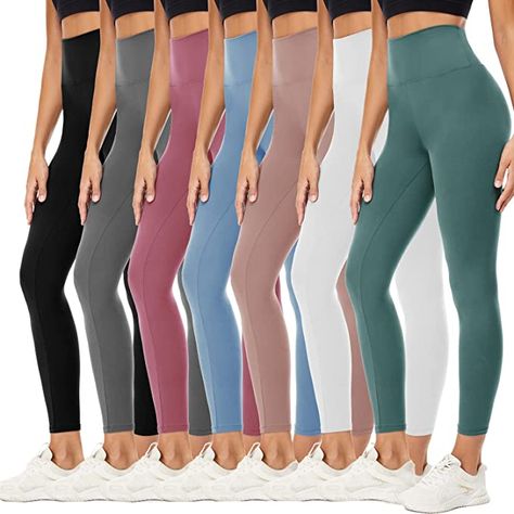 YOLIX 7 Pack High Waisted Leggings for Women, Black Soft Workout Athletic Yoga Leggings at Amazon Women’s Clothing store Pack For A Week, Soft Workout, Coloured Leggings, Ankle Length Leggings, Comfortable Leggings, Leggings For Women, Yoga Pants Women, Athletic Leggings, Casual Winter Outfits