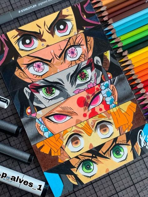 Demon Slayer Painting Raise your hand if they have been added to your favorite character list 😍🙌 Art by: @j.p_alves_1 Made with: Grabie Classic Colored Pencil Set Of 36 Demon Slayer Painting, Drawing Painting Ideas, Color Markers Art, Pencil Coloring, Character List, Spiderman Art Sketch, Naruto Sketch Drawing, Best Anime Drawings, Anime Drawing Books