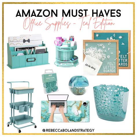 Glam up your office and make working from home a little more fun with a colorful work environment. Teal is my personal favorite, so here are some of the best finds for all my teal / mint / seafoam color lovers out there! Affiliate link to shop the look <3 #homeofficeideas #shopthelook #makeworkfun #tealaesthetic #homeofficeorganization #officesupplies #homeofficeinspiration #homeofficedecor Turquoise Office Decor Ideas, Turquoise Home Office Ideas, Teal Home Office Ideas, Fun Home Office Ideas, Turquoise Office Decor, Teal Office Decor Ideas, Decorate Work Office, Tiffany Blue Office, Teal Home Office