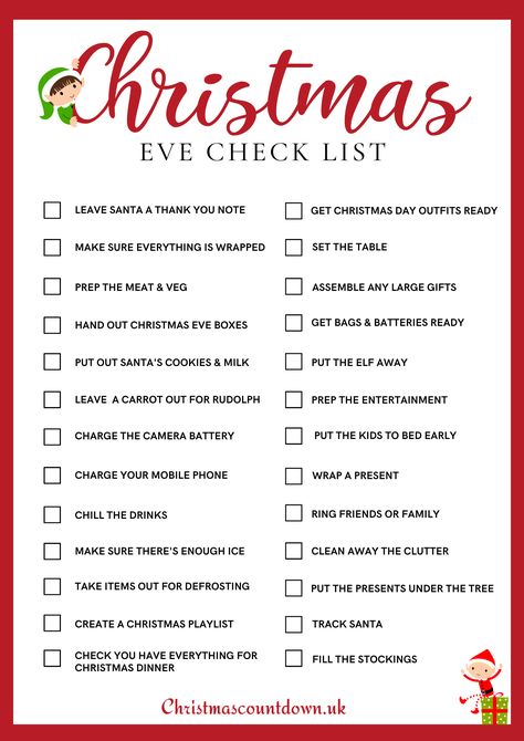 Christmas Eve Checklist Christmas Day Checklist, Stuff To Do On Christmas Eve, Christmas Eve Day Routine, Christmas Eve Checklist, What To Do In Christmas, What To Do On Christmas Eve, Things To Do On Christmas Eve, Christmas Eve Routine, December Checklist