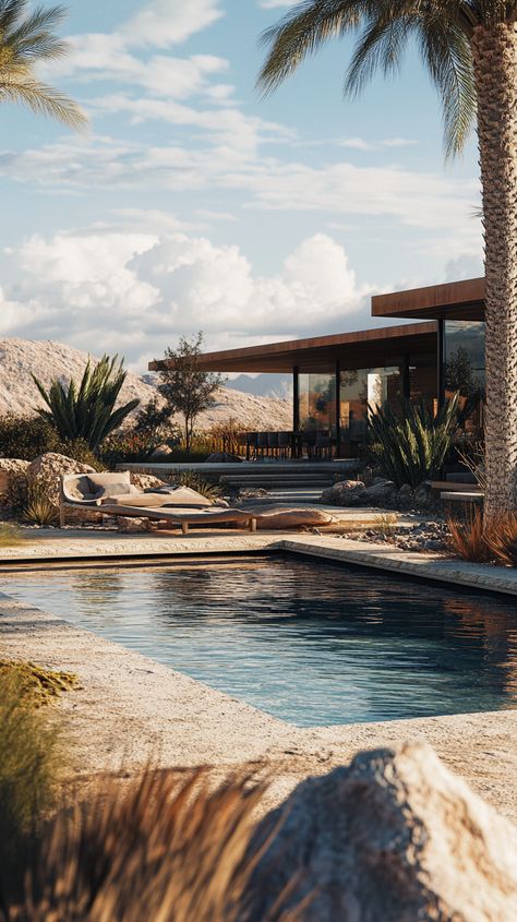 "Chic desert oasis with exclusive pool and garden" Desert Pool, Arizona Pools, Pool Natural, Desert Paradise, Vegas House, Paradise Valley Arizona, Pool And Garden, Arizona Landscape, Desert Homes