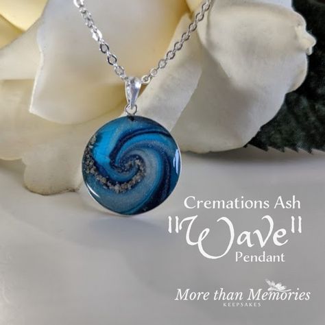 Cremation Ash Jewelry | More than Memories Keepsakes | United States Cremation Jewelry Necklaces, Ashes Jewelry Cremation, Ash Jewelry, Wave Pendant, Memorial Jewelry Ashes, Surfer Jewelry, Pet Memorial Necklace, Wave Jewelry, Remembrance Jewelry