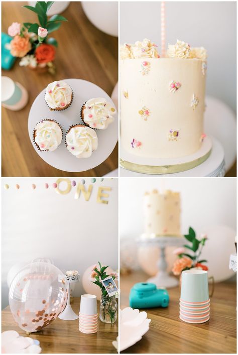 Confetti cake, MODERN PASTEL SPRING CAKE SMASH! - El Paso Photographer Birthday Party One Year, One Year Cake Smash, One Year Cake, 1st Year Cake, Cake Smash Theme, Confetti Cake, Spring Cake, Cupcake Flavors, Felt Ball Garland