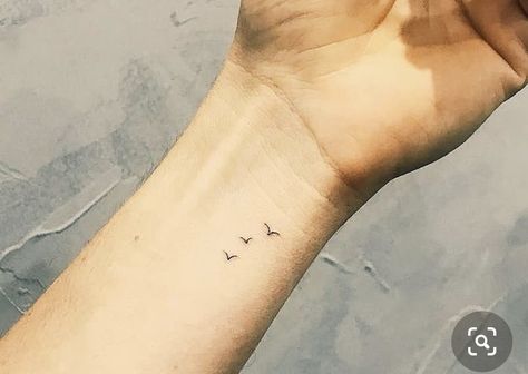 Three Small Birds Tattoo, 3 Birds Tattoo Wrist, Minimal Sparrow Tattoo, Three Birds Tattoo Simple, 5 Birds Tattoo, Micro Bird Tattoo, Bird Tatoos Woman Arm, Seagull Tattoo Minimalist, Delicate Bird Tattoo