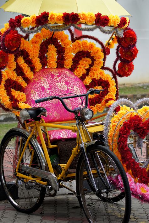 Trishaws in Melaka, Malaysia Pedicab Design, Malaysia Culture, Melaka Malaysia, Malaysia Travel Guide, Malaysia Truly Asia, Malaysia Travel, Flower Sculptures, Southeast Asia Travel, Melaka