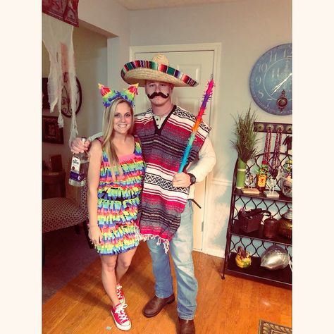 Piñata Couples Costume, Pinata Couples Costume, Mexican Couple Costumes, Mexican Halloween Costume Couple, Halloween Costumes Mexican, Piñata Costume, Pinata Costume, Mexican Halloween Costume, Couple Costumes For Halloween