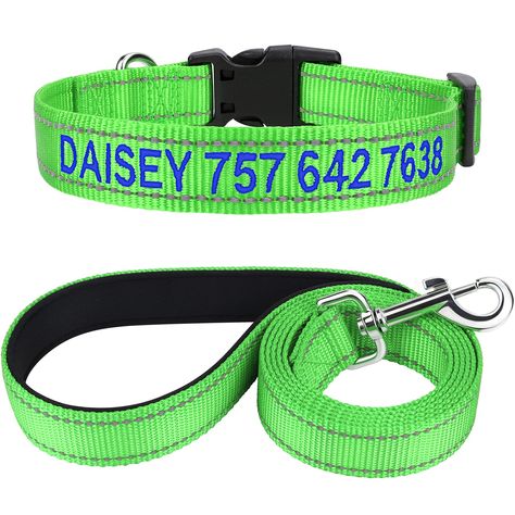 PRICES MAY VARY. Personalized Embroidery - The dog's NAME and PHONE NUMBER will be stitched into the collar for strength and long lasting identification. Easier to read the name and number than metal tags, help your dog be sent home safely when they are alone. Exquisite embroidery gives the collar a little more pizzazz aside from being a safety feature Adjustable Size - Small is 10"-16" for neck adjustment, 0.8" Width, suitable for small dogs. Easy to loosen & tighten, perfect for growing.Don't Dog Collar And Leash, Dog Collar With Name, Embroidered Dog, Large Dog Collars, Small Dog Collar, Personalized Dog Collars, Embroidered Collars, Metal Tags, Personalized Embroidery