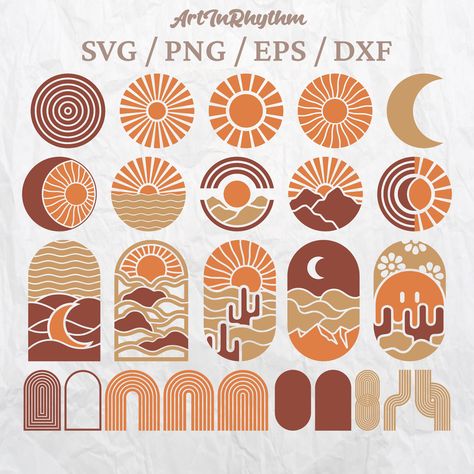 Bohemian Symbols, Bohemian Elements, Boho Svg, Boho Elements, 70s Boho, Shell Design, Mugs Stickers, Boho Design, File Image