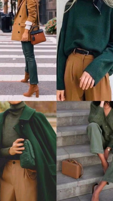 Color Combinations For Clothes, Business Casual Outfits For Work, Mode Chic, Trendy Fall Outfits, Ținută Casual, Modieuze Outfits, Green Coat, Looks Chic, 가을 패션