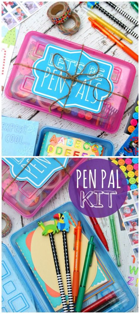 Pen Pal Kit Gift Idea - Every child needs one! #SendHallmark [ad] Penpal Ideas, Pen Pal Kit, Pen Pal Gifts, Snail Mail Pen Pals, Envelope Gift, Goodbye Gifts, Fun Mail, Pen Pal Letters, Stationary Gifts