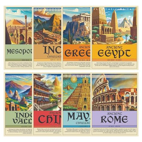 World History Posters, Ancient Civilizations Classroom Decor, Around The World Decorations, World Decorations, World History Classroom, History Posters, Ancient Civilization, Social Studies Classroom, Visual Aid