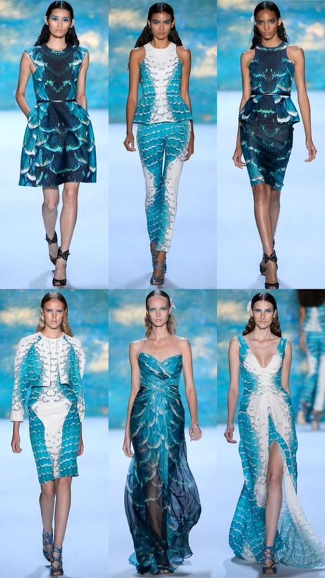 Under The Sea Fashion Mood Board, Sea Life Fashion, Ocean Theme Fashion Show, Themes For Fashion Collection, Sea Fashion Design, Sea Moodboard Fashion, Fish Themed Outfit, Sea Theme Dress, Ocean Theme Dress