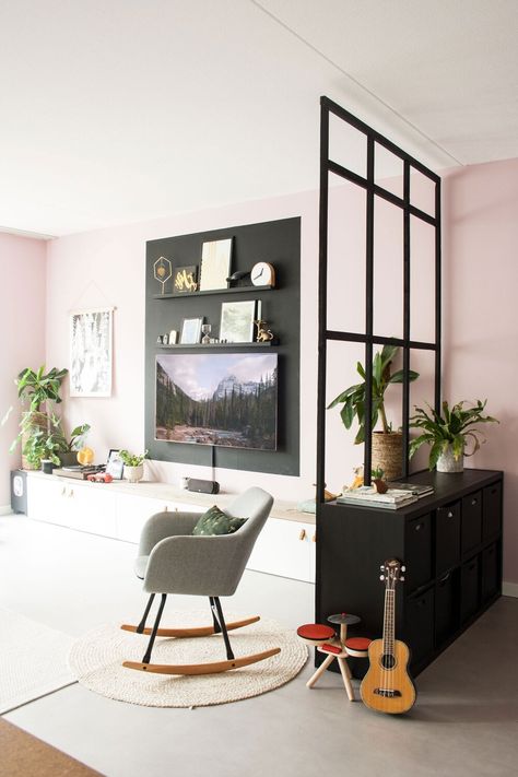 How To Create A Home Office In A Small Space — THE NORDROOM Room Divider Kast, Tv Fal, Target Inspired Home Decor, Muebles Living, Hemma Diy, Living Room Partition, Living Room Partition Design, Room Partition Designs, Partition Design