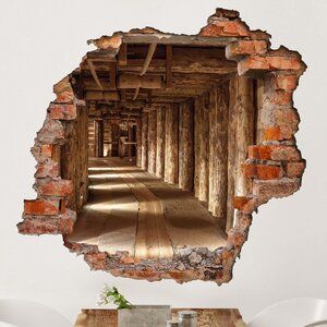 East Urban Home Old Gold Mine Wall Sticker | Wayfair.co.uk Brick Wall Decor, Wall Film, Ingrain Wallpaper, 3d Wallpaper For Walls, Mural 3d, Wall Stickers Wallpaper, Rope Shelves, Gold Mine, Sticker Mural