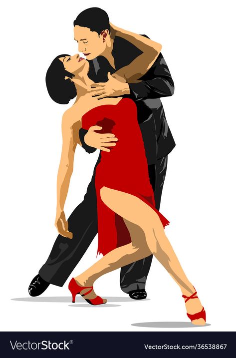 Tango Illustration Dance, Tango Quotes, Couple Dancing, Tango, Vector Images, Print On Demand, Vector Illustration