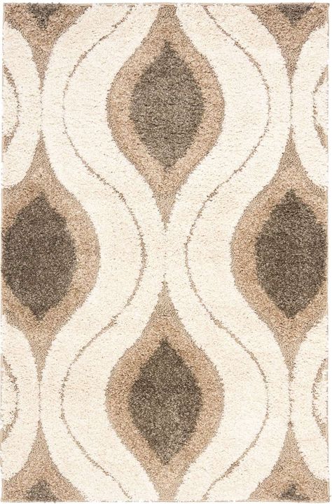 This Power-Loomed Florida Shag Rug Offers Luxurious Comfort And Unique Styling With A Raised High-Low Pile. Art Deco Abstract, Shag Carpet, Designer Rugs, Square Area Rugs, Cream Area Rug, Vine Design, Shag Area Rug, Transitional Decor, Geometric Area Rug