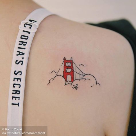 golden gate San Francisco Tattoos, Golden Gate Tattoo, California Tattoo Small, Golden Gate Bridge Tattoo, Gate Tattoo, San Francisco Tattoo, Blue Ink Tattoos, Bridge Tattoo, Skyline Tattoo