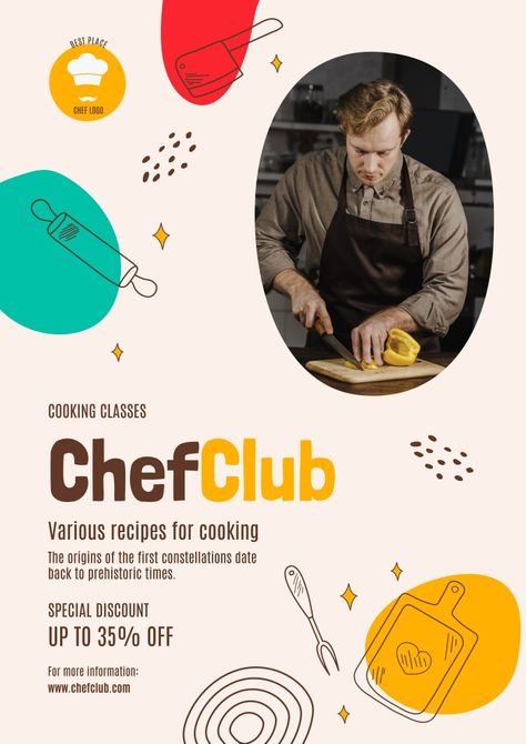 Chef Creative Ads, Cooking Poster Design, Chef Poster Design, Cooking Classes Design, Classes Poster, Chef Poster, Chef School, Cooking Poster, Food Event