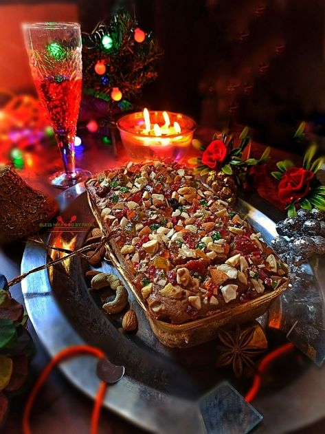 Eggless Christmas fruit cake recipe Eggless Christmas Baking, Eggless Christmas Cake, Eggless Christmas Desserts, Eggless Fruit Cake Recipe, Christmas Fruit Cake Recipe, Fruit Cake Cookies Recipe, Fruit Cake Recipe Christmas, Christmas Fruit Cake, Vegetarian Platter