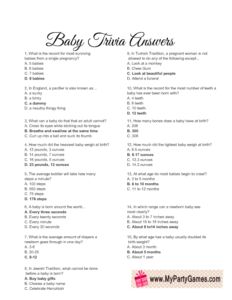 Sprinkle Baby Shower Girl, Baby Trivia Game, Baby Shower Trivia, Baby Trivia, Free Printable Baby Shower Games, Preschool Crafts Fall, Answer Sheet, Sprinkle Baby Shower, Baby Facts