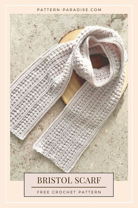 Crochet Scarf Pattern Bulky Yarn, Crochet Scarf Dk Yarn, Crochet Stitches For Scarf, Bulky Crochet Scarf Pattern Free, 1 Day Crochet Projects, Fast Crochet Scarf, Free Scarf Patterns, One Skein Crochet Scarf, Crochet Scarf Patterns Free