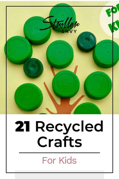 These 21 DIY recycled crafts for kids are perfect for Earth Day. They use inexpensive items you probably already have in your home, heading for the recycle bin. Recycling Theme Preschool Crafts, Recycled Crafts For Earth Day, Recycling Bins For Kids, Simple Recycling Ideas, Environmental Day Crafts For Kids, Recycle Crafts For Toddlers, Recycled Projects Kids, Reuse Activities For Kids, Reduce Reuse Recycle Preschool Activities Art Projects